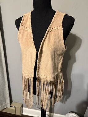 Idyllwind Beige Suede Fringe Vest